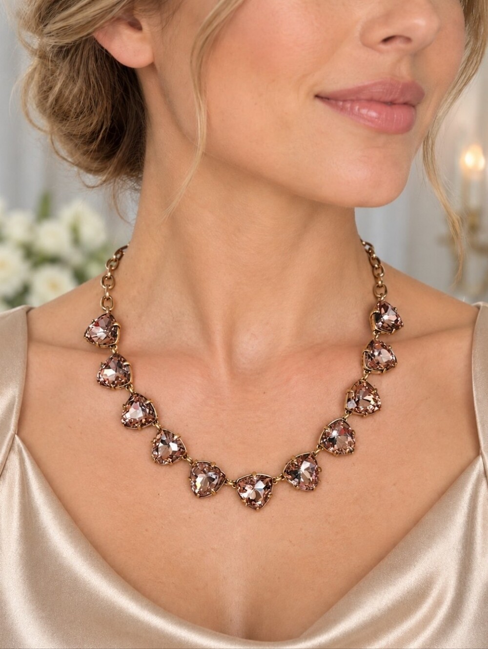 Stella • Dot Stella and Dot Somervell Pink Champagne Triangle Faceted Necklace